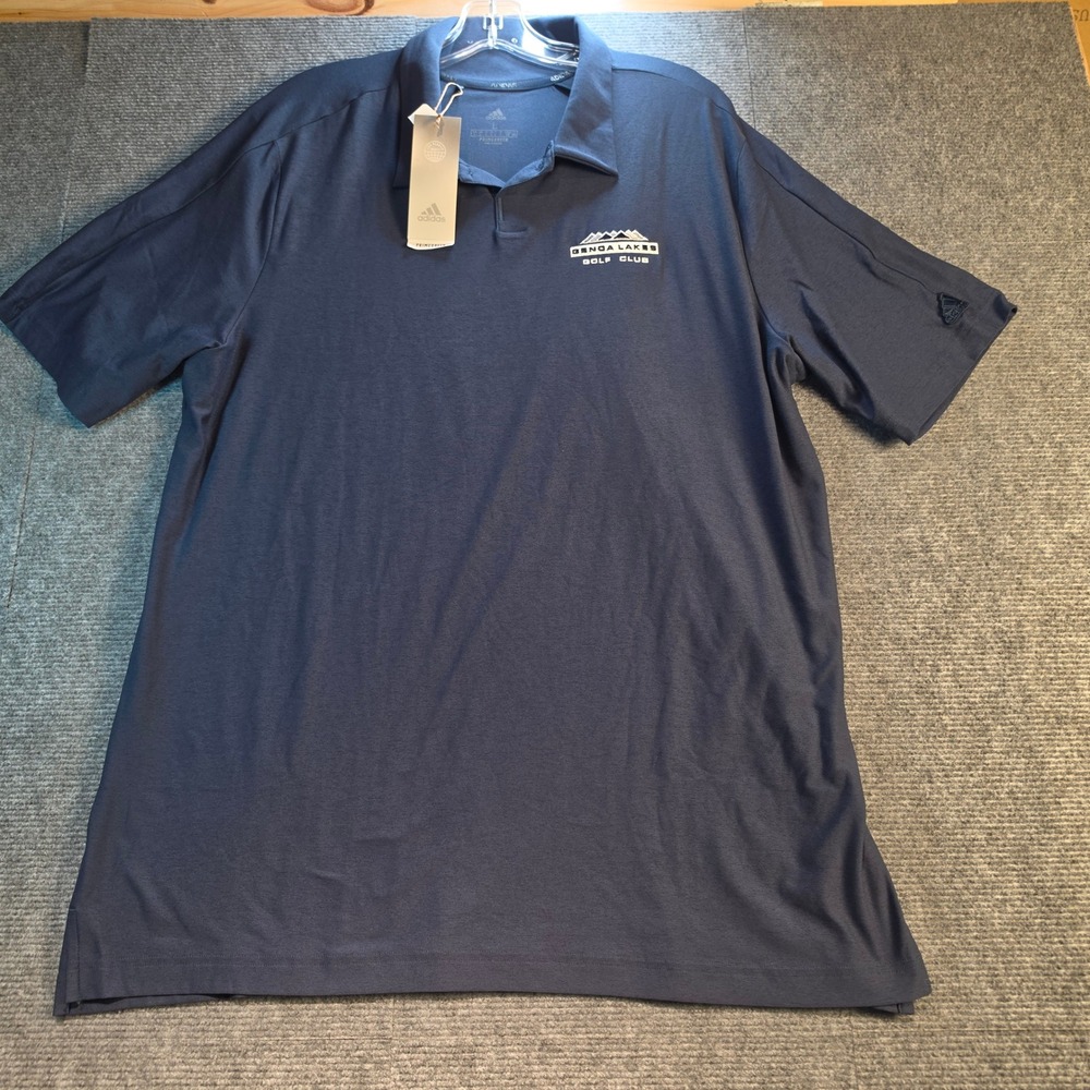 Adidas Golf Polo Mens L Navy Blue NWT Genoa Lakes Golf Club Primegreen Shirt